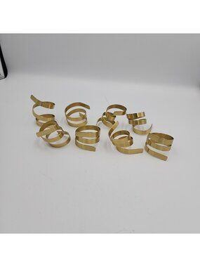 Vintage Gold Tone Napkin Rings Holder Swirl Coil Set Of 8 Tablescape